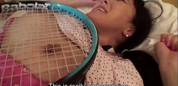  Uncensored Japanese milf affair with tennis racket Subtitled
